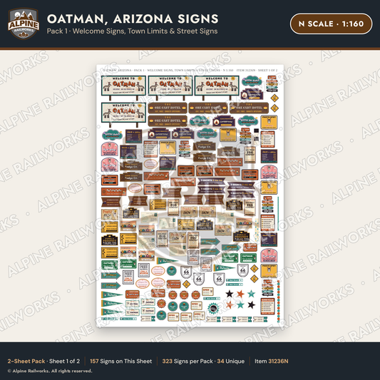 Alpine Railworks 31236N N Scale Oatman AZ Signs - Welcome Signs