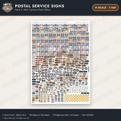 Alpine Railworks 30299N N Scale Postal Service Signs