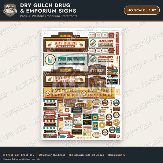 Alpine Railworks 30562HO HO Scale Roadside Signs - Western Drug Store