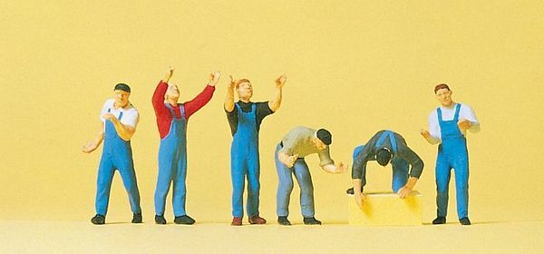 Preiser 10497 HO Scale People Working -- Scaffolders pkg(6)