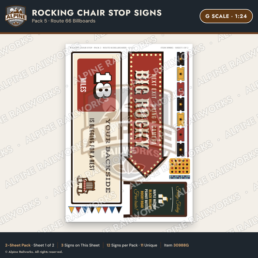 Alpine Railworks 30988G G Scale Roadside Signs - Giant Rocking Chair