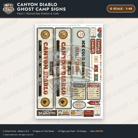 Alpine Railworks 30572O O Scale Roadside Signs - Desert Ghost Town