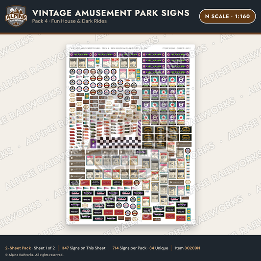Alpine Railworks 30209N N Scale Vintage Amusement Park Signs