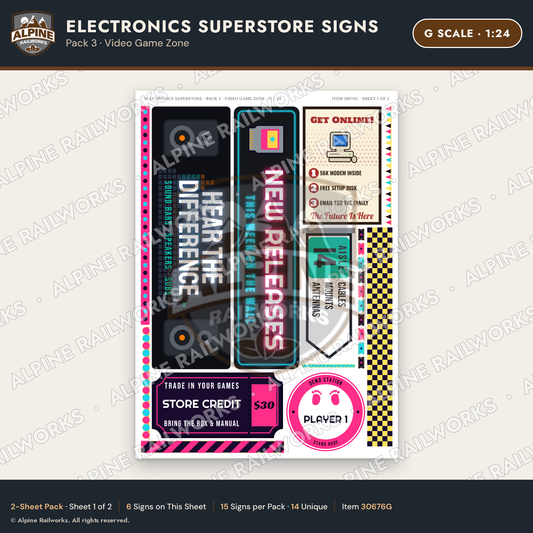 Alpine Railworks 30676G G Scale Electronics Superstore Signs