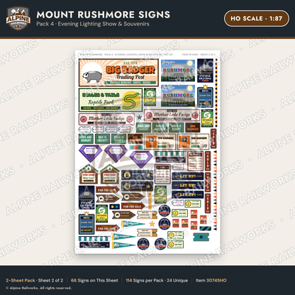 Alpine Railworks 30745HO HO Scale Tourist Signs - Mount Rushmore