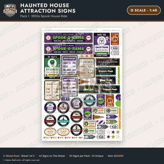 Alpine Railworks 30230O O Scale Haunted House Attraction Signs