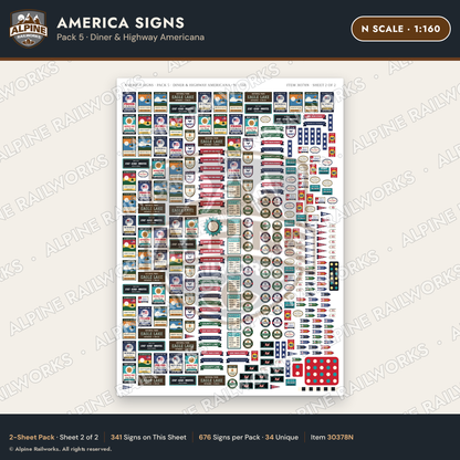 Alpine Railworks 30378N N Scale America Signs - Diner