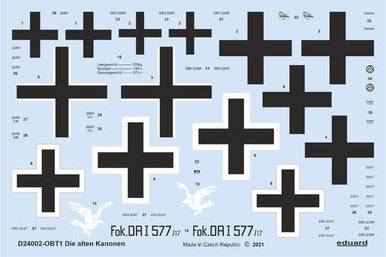 Eduard D24002 1/24 Decal Die Alten Kanonen for Meng