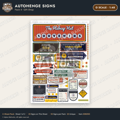Alpine Railworks 30825O O Scale Roadside Attraction Signs - Car Henge