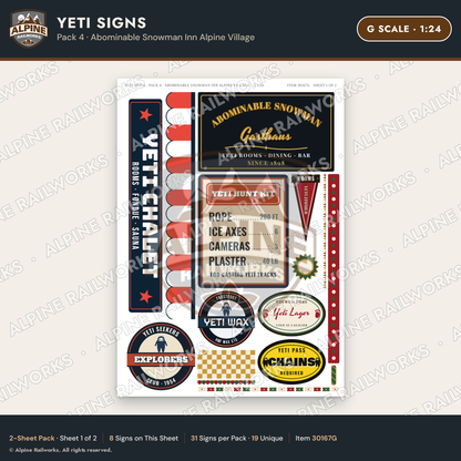 Alpine Railworks 30167G G Scale Yeti Signs