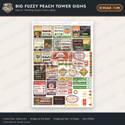 Alpine Railworks 30935O O Scale Roadside Signs - Peach Water Tower