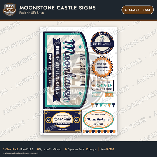 Alpine Railworks 31017G G Scale Roadside Signs - Stone Castle