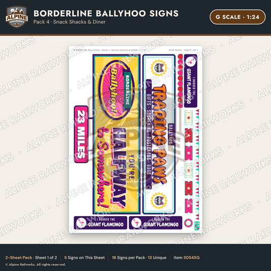 Alpine Railworks 30545G G Scale Roadside Signs - Border Tourist Stop