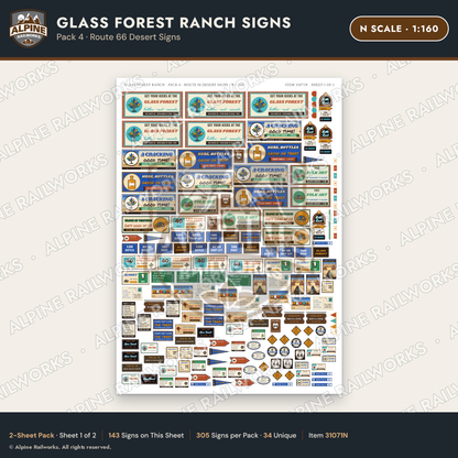 Alpine Railworks 31071N N Scale Roadside Signs - Bottle Tree Ranch