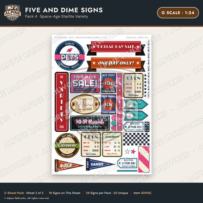 Alpine Railworks 30113G G Scale Five and Dime Signs