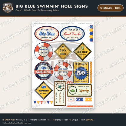 Alpine Railworks 30954G G Scale Roadside Attraction Signs - Blue Whale