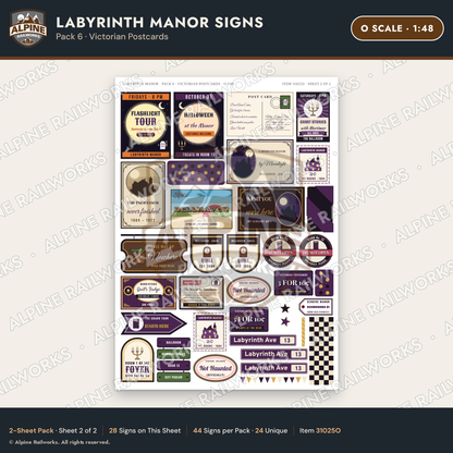 Alpine Railworks 31025O O Scale Roadside Signs - Mystery Mansion