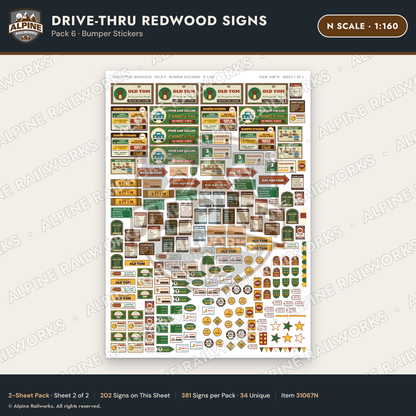 Alpine Railworks 31067N N Scale Roadside Signs - Drive-Thru Tree