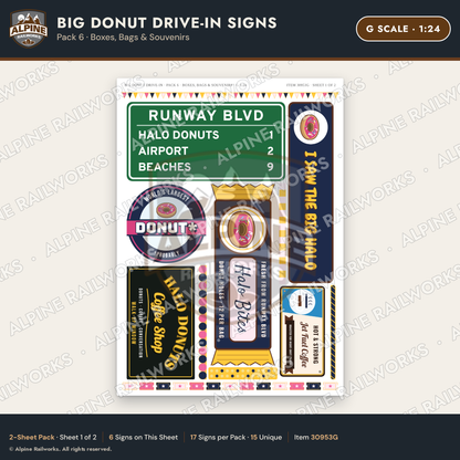 Alpine Railworks 30953G G Scale Roadside Signs - Giant Donut Shop