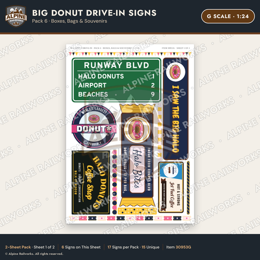 Alpine Railworks 30953G G Scale Roadside Signs - Giant Donut Shop