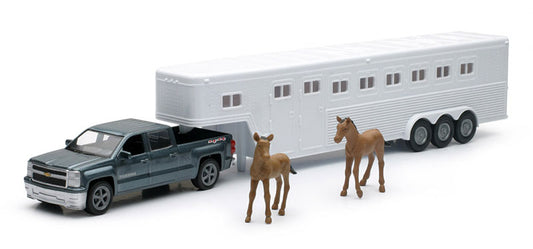 New Ray SS-19513 1/43 Chevrolet Silverado, Horse Trailer