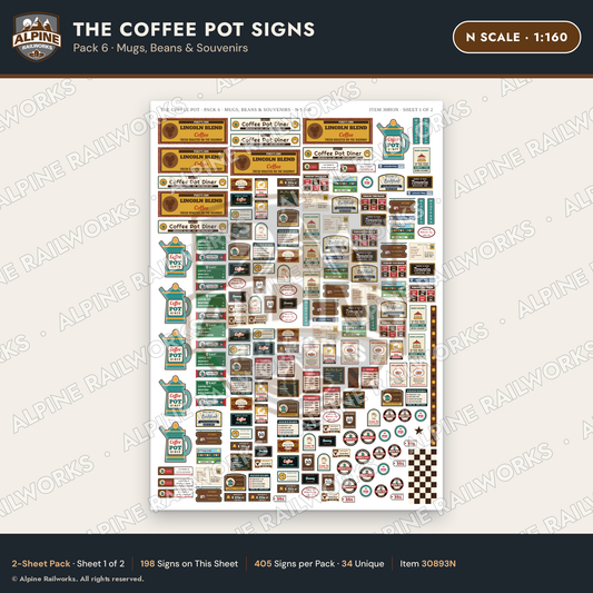 Alpine Railworks 30893N N Scale Roadside Signs - Coffee Pot Diner