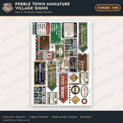 Alpine Railworks 31057O O Scale Roadside Signs - Miniature Village