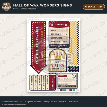 Alpine Railworks 31153G G Scale Roadside Attraction Signs - Wax Museum