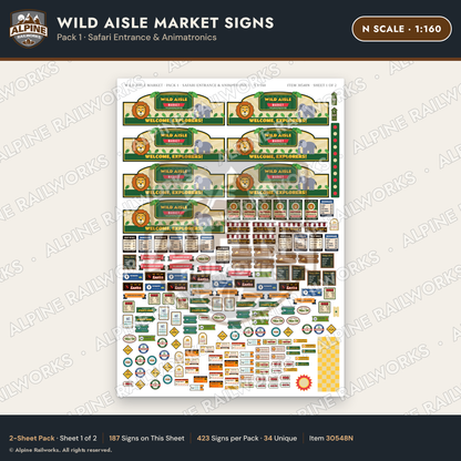 Alpine Railworks 30548N N Scale Roadside Signs - Jungle Grocery Store