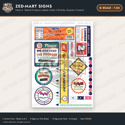 Alpine Railworks 31184G G Scale Grocery Store Signs - Funny Products