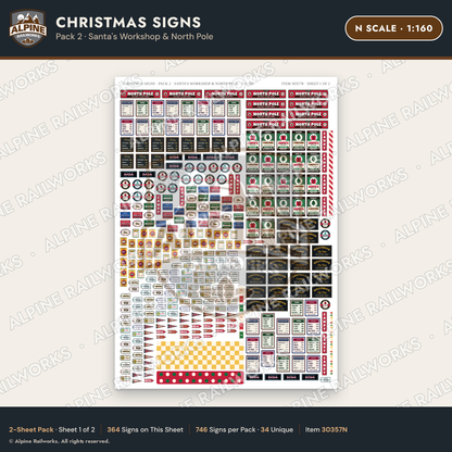 Alpine Railworks 30357N N Scale Christmas Signs - Santa's Workshop