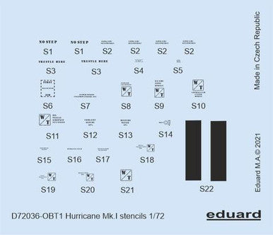 Eduard D72036 1/72 Decal Hurricane Mk.I Stencils for Arma