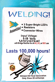 Evans Designs U5W All Scale Welding LEDs - Universal 9-19V AC, DC & DCC pkg(3) -- 5mm