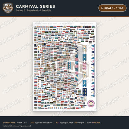Alpine Railworks 30005N N Scale Carnival Signs - Boardwalk & Seaside
