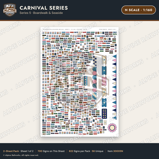 Alpine Railworks 30005N N Scale Carnival Signs - Boardwalk & Seaside