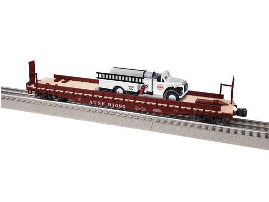 Lionel 6-2226270 O Gauge Santa Fe 50' Flatcar w/ firetruck #91090