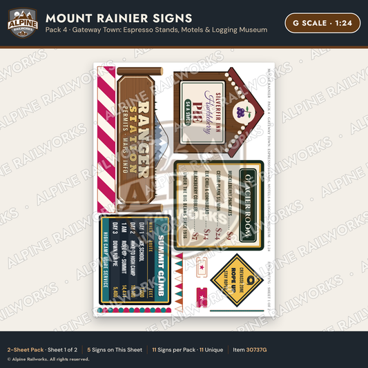 Alpine Railworks 30737G G Scale Tourist Signs - Mount Rainier
