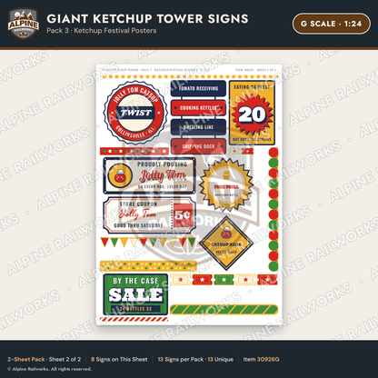 Alpine Railworks 30926G G Scale Roadside Signs - Ketchup Bottle Tower