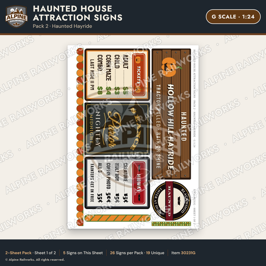 Alpine Railworks 30231G G Scale Haunted House Attraction Signs