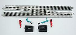Bachmann 44576 HO Scale E-Z Track(R) w/Nickel Silver Rail & Gray Roadbed -- #6 Right Hand Remote Crossover Turnout
