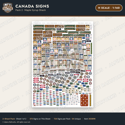 Alpine Railworks 30381N N Scale Canada Signs - Maple Syrup Shack