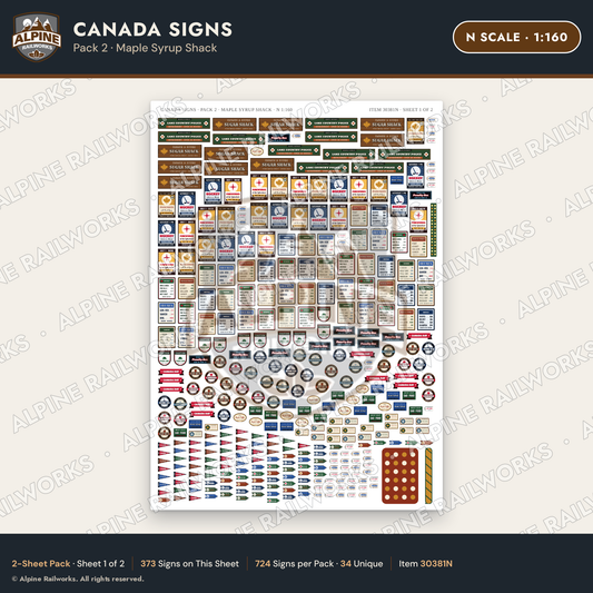 Alpine Railworks 30381N N Scale Canada Signs - Maple Syrup Shack