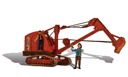 Woodland Scenics 5566 HO Scale Backhoe & 2 Figures - Assembled