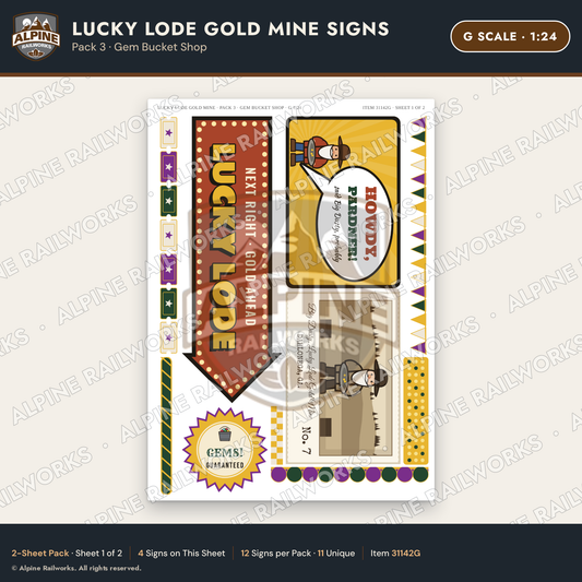 Alpine Railworks 31142G G Scale Roadside Signs - Gold Panning Mine