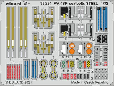 Eduard 33291 1/32 F/A-18F Seatbelts Steel for Revell (Pre-Painted)