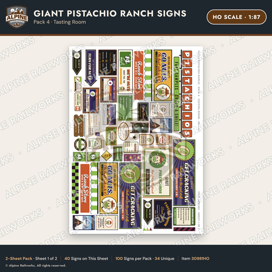 Alpine Railworks 30981HO HO Scale Roadside Signs - Giant Pistachio
