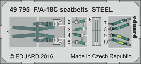 Eduard 49795 1/48 Aircraft- F/A18C Seatbelts Steel for KIN (Painted)