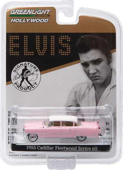 Greenlight 44740-C 1/64 Scale Elvis' 1955 Cadillac Fleetwood Series 60 Pink Cadillac