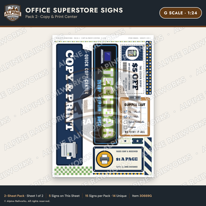 Alpine Railworks 30669G G Scale Office Superstore Signs - Copy