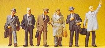 Preiser 10381 HO Scale Passengers -- Businessmen w/Coats pkg(6)